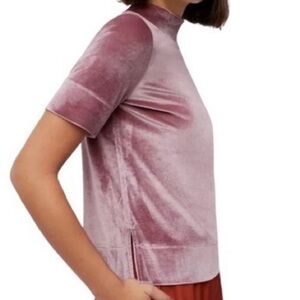 Anthropologie Krisha Velvet Mock Neck Top, SP, Mauve, Excellent Condition